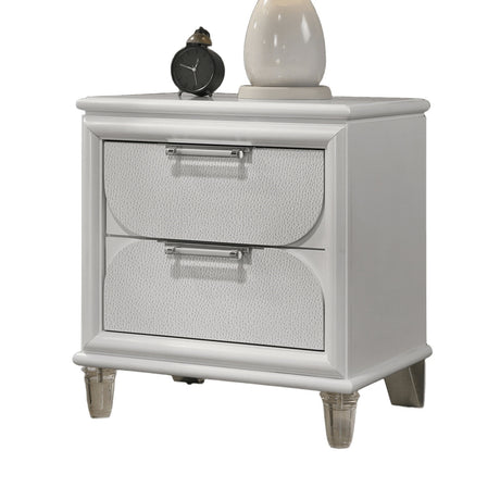 Contemporary Glam Pearl White Twin Size Bed W Trundle 2x Nightstands Embossed Panel 3pc Bedframe Bedroom Furniture - sold by Home Elegance USA