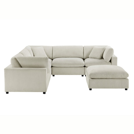 Chelsea Modular 6-Piece Sectional in Beige with Plush Polyester Upholstery - sold by Home Elegance USA