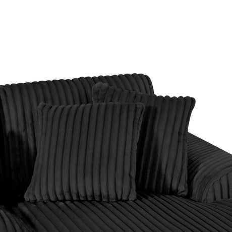 Modern Oversized U-shaped Sectional Sofa with Chaise Lounge Upholstered in Soft Black Corduroy - sold by Home Elegance USA