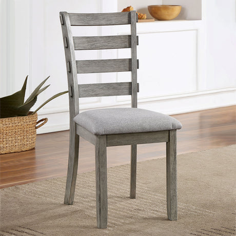 Dining Table 6x Side Chairs 7pcs Dining Set Grey Finish Dining Room Furniture Fabric Seat Rustic Style - sold by Home Elegance USA