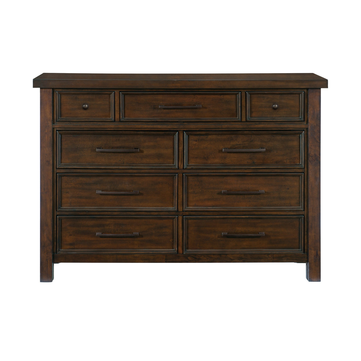 Classic Transitional Dresser of 9x Drawers Storage Brown Finish Bedroom Furniture 1pc, No Assembly