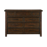 Classic Transitional Dresser of 9x Drawers Storage Brown Finish Bedroom Furniture 1pc, No Assembly