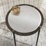 Wren Round Marble Accent Table Bronze / White - Black / White by Uttermost - View 4