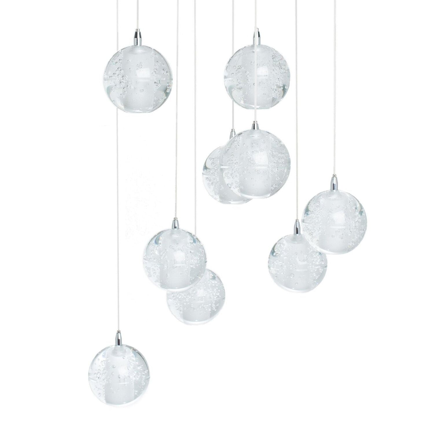 9 Light Crystal Spheres Chandelier // Round Chrome Canopy | Finesse | Home Elegance USA