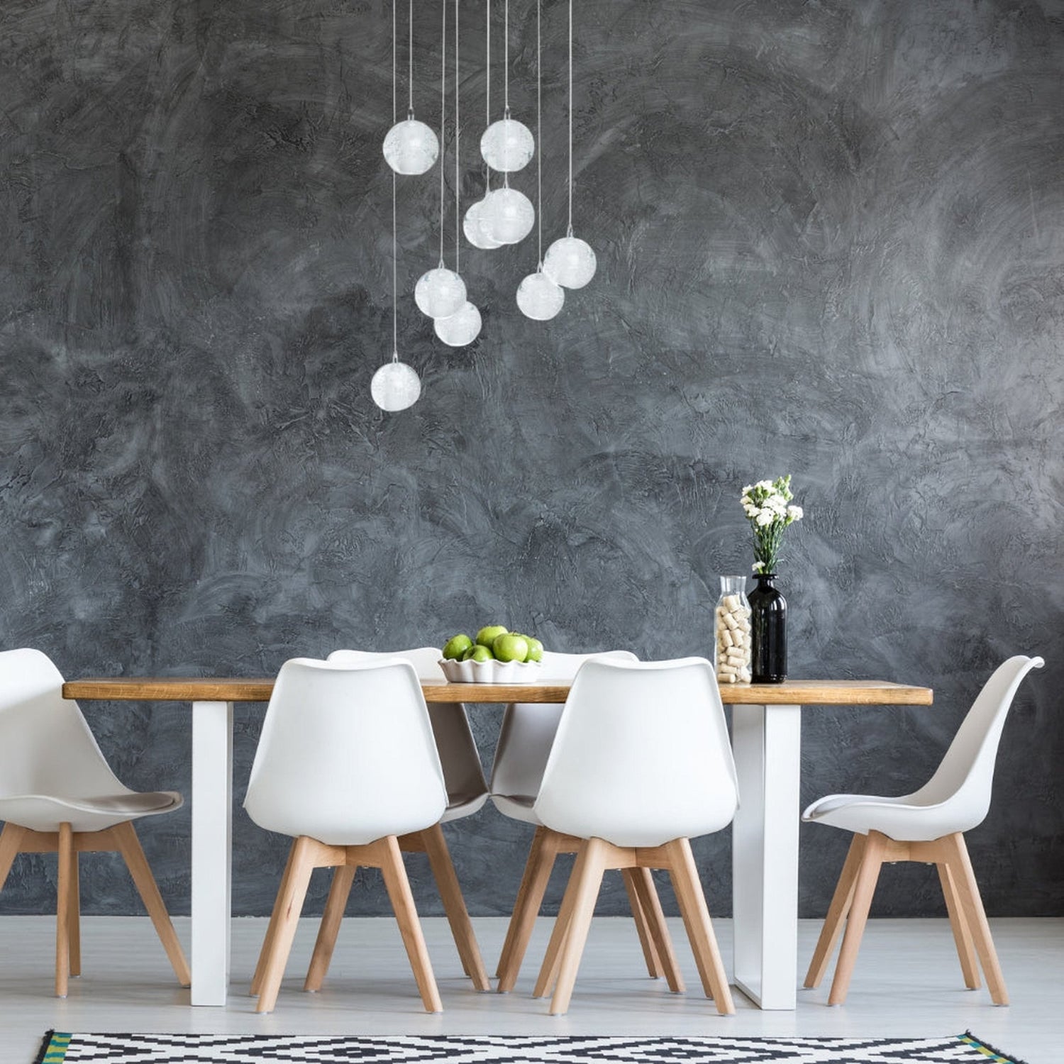 9 Light Crystal Spheres Chandelier // Round Chrome Canopy | Finesse | Home Elegance USA