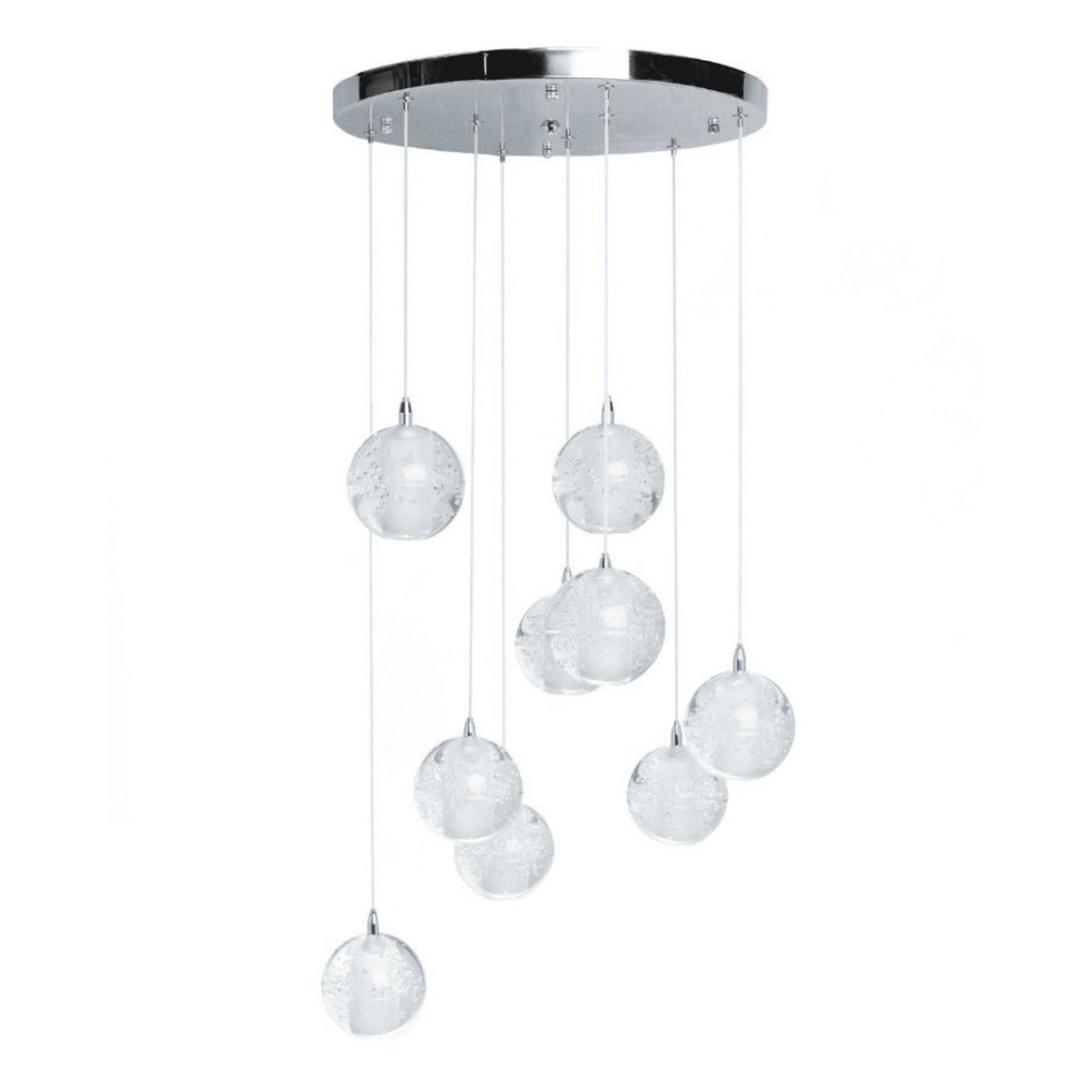 9 Light Crystal Spheres Chandelier // Round Chrome Canopy | Finesse | Home Elegance USA