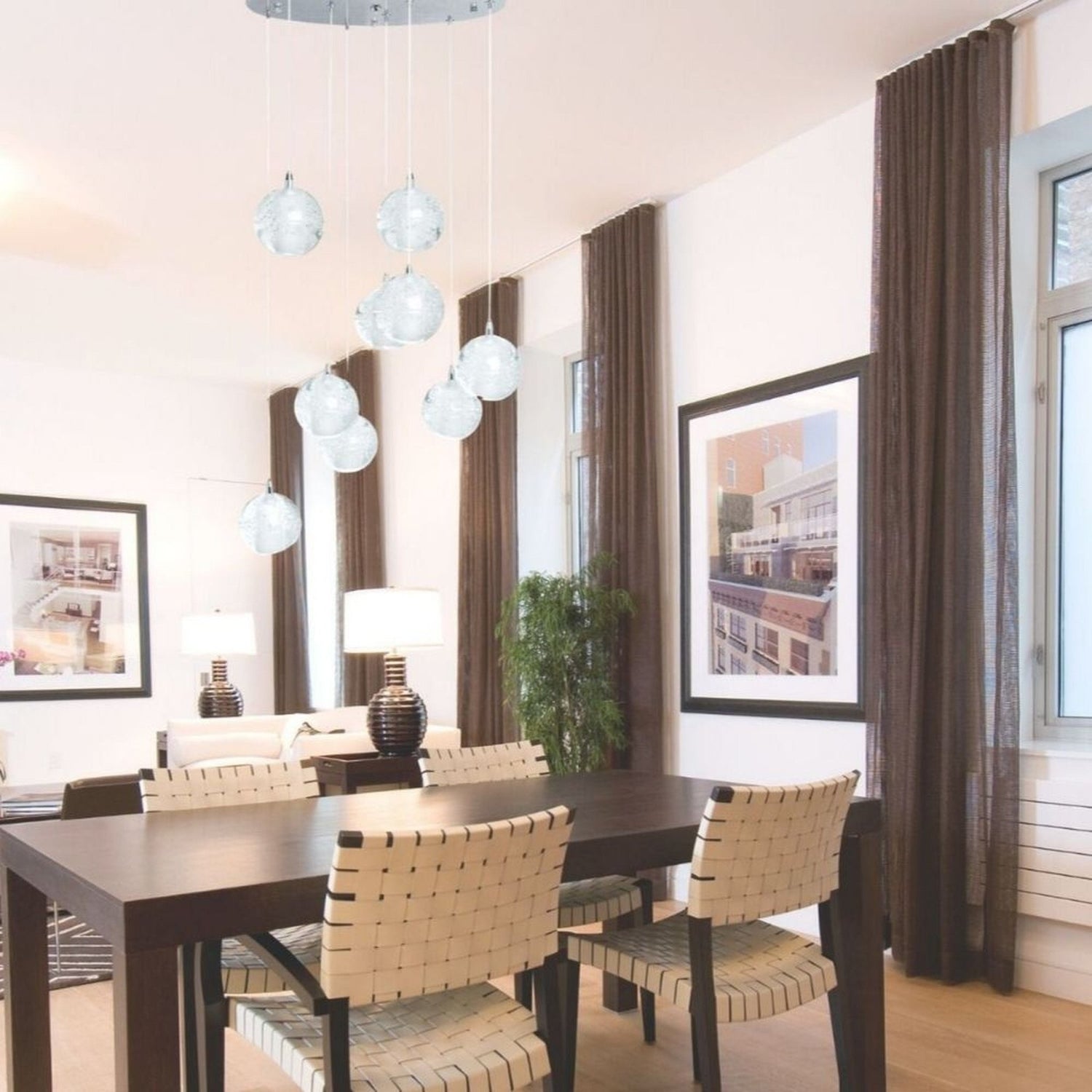 9 Light Crystal Spheres Chandelier // Round Chrome Canopy | Finesse | Home Elegance USA