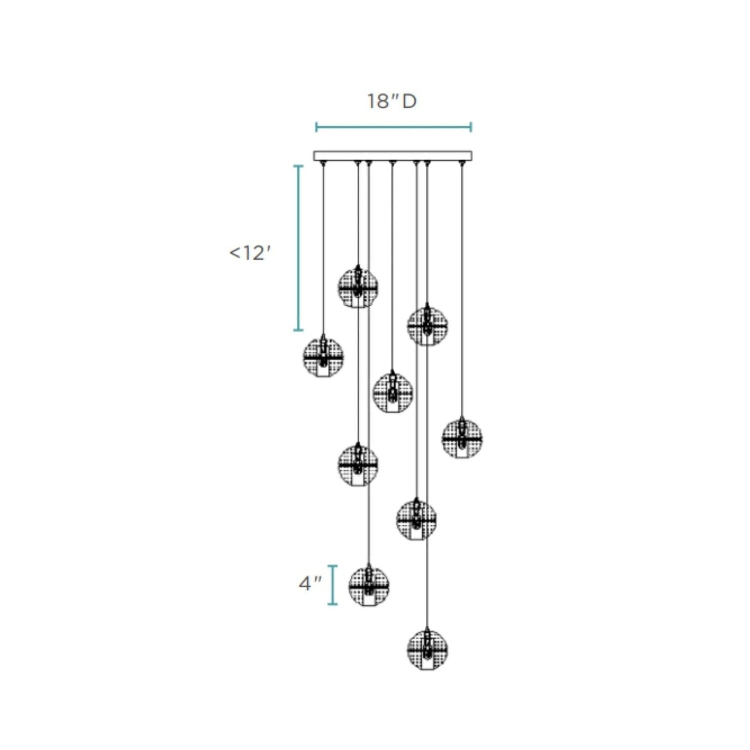 9 Light Crystal Spheres Chandelier // Round Chrome Canopy | Finesse | Home Elegance USA