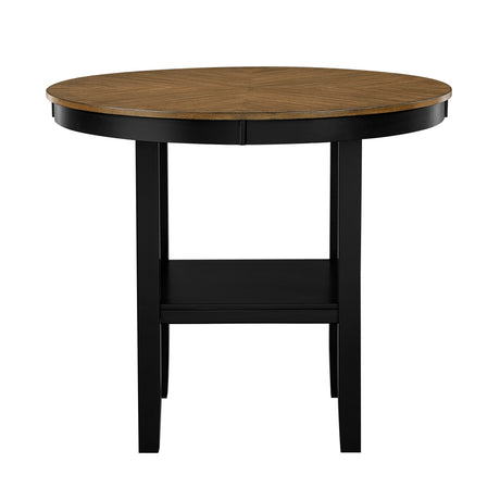 5pc Counter Height Dining Set Round Table with Storage and 4 Counter Height Chairs 2-Tone Black and Brown Finish Wooden Furniture - sold by Home Elegance USA