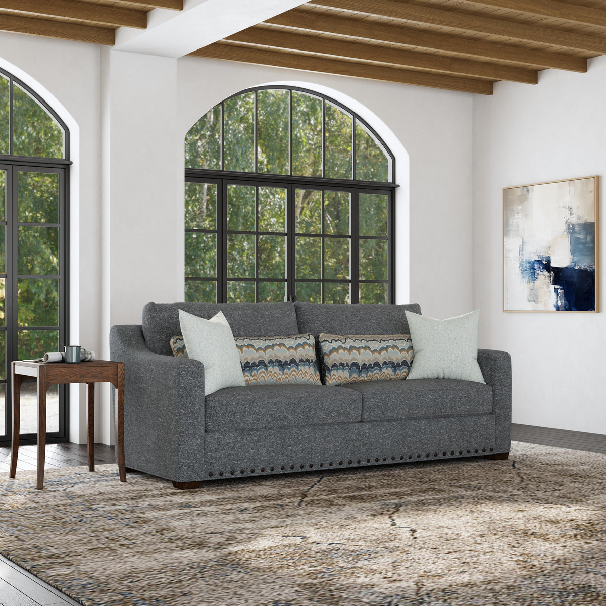 Milo Fabric Two-Cushion Sofa With Nailhead Trim | Flexsteel