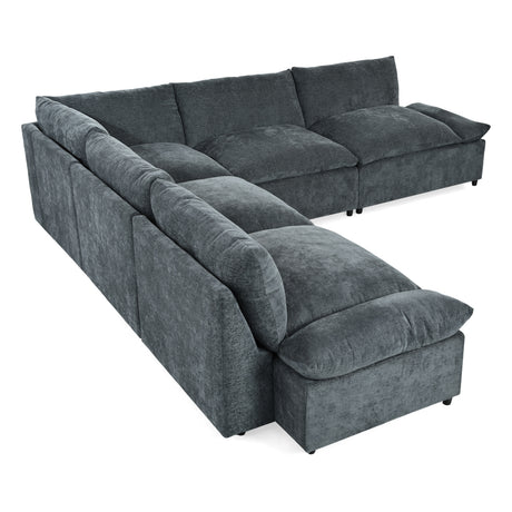 115.5' Modular Deep Gray Sectional Sofa with Durable Polyester Upholstery, Plush Cushions, Hidden Storage Compartments, and Versatile Design for Living Room, Lounge, or Office' - sold by Home Elegance USA