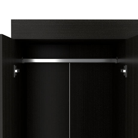 Hamilton Mobile Armoire, 4-Doors Cabinet, Three Drawers, Rods, Four Shelves, Black Wengue - Bedroom - sold by Home Elegance USA