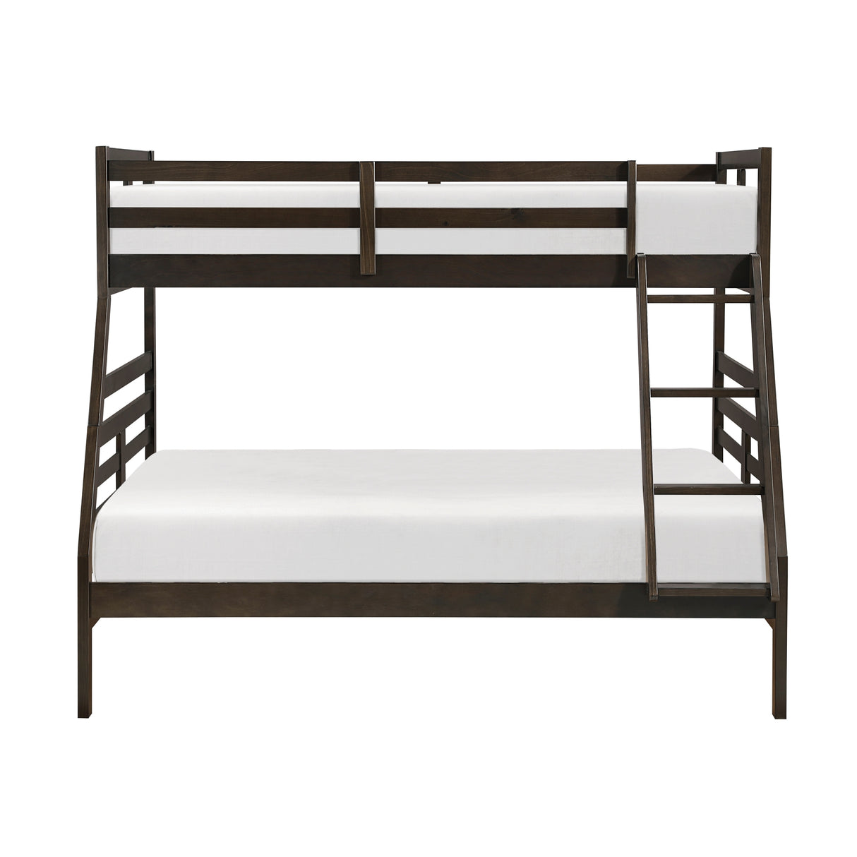 Twin over Full Bunk Bed 1pc Classic Dark Brown Finish Youth Bedroom Furniture Durable Wood - sold by Home Elegance USA
