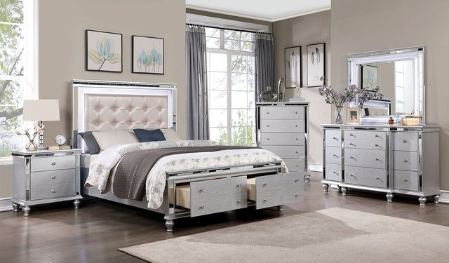 Bellinzona - Queen Bed & 1 Nightstand & Dresser & Mirror & Chest | Home Elegance USA