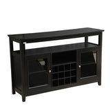 52" Sideboard, Dining Server Buffet Cabinet with Wine Rack, Black