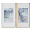 Undulating Oro Abstract Prints (Set of 2) - Blue / White by Uttermost - View 1