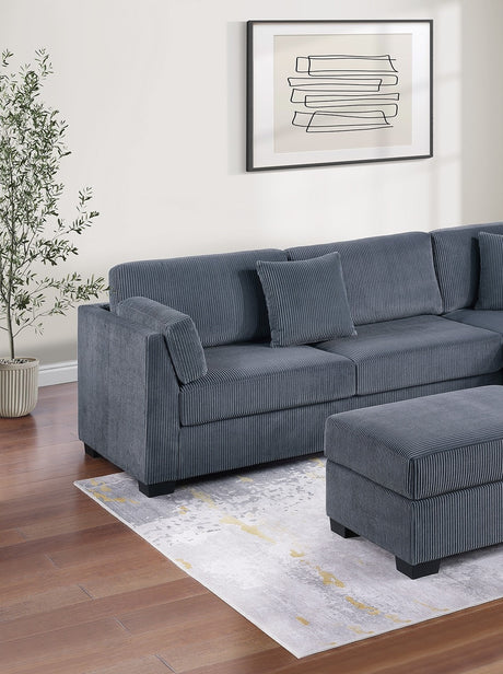 Contemporary Sectional Sofa Set Reversible L/R Chaise Sofa Dark Gray Corduroy Upholstered Pillows Living Room Furniture - sold by Home Elegance USA