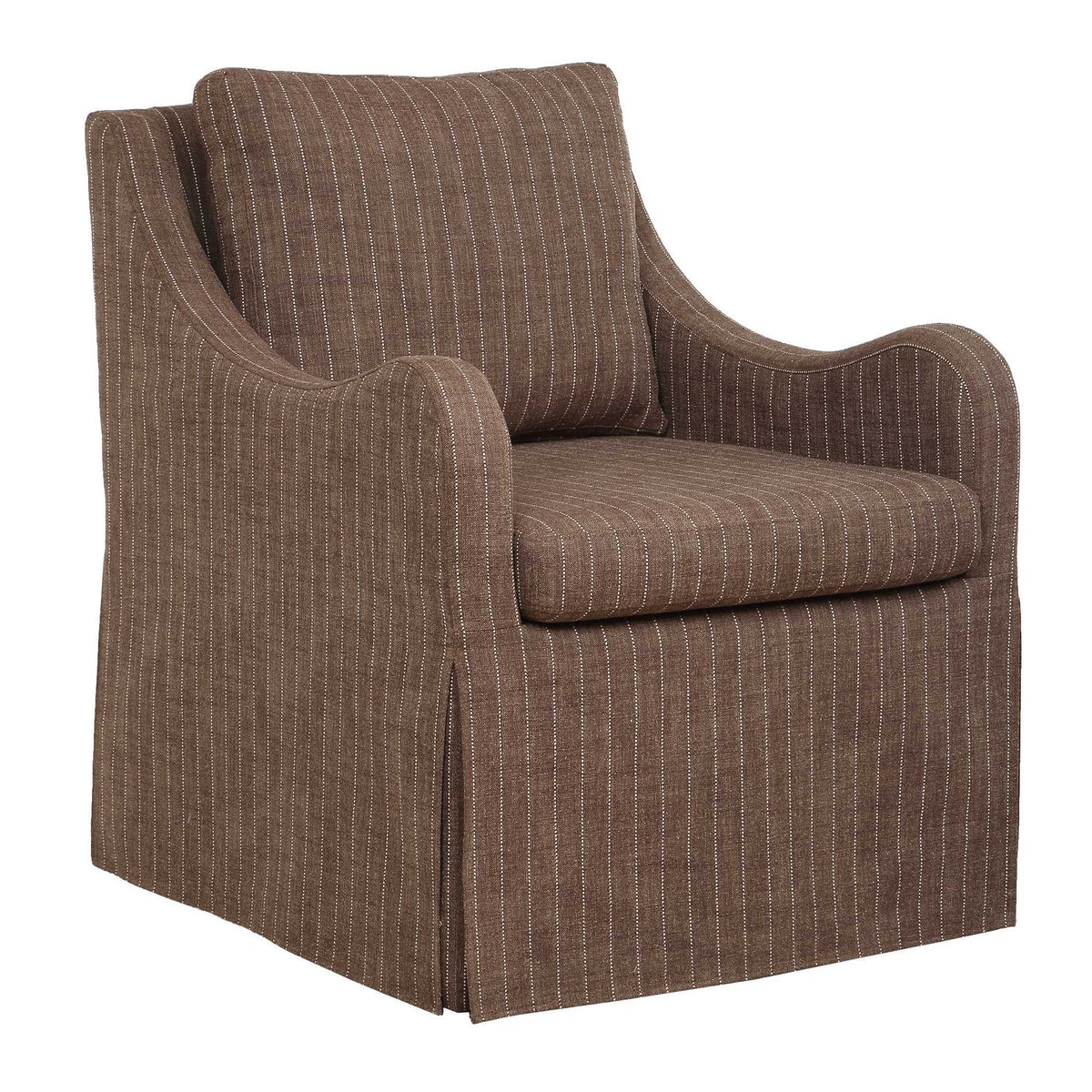 Luisa Pinstripe Swivel Chair - Dark Brown by Uttermost - View 4