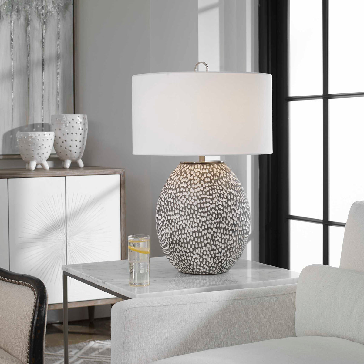 Cyprien Table Lamp Gray White - Dark Gray / White by Uttermost - View 9
