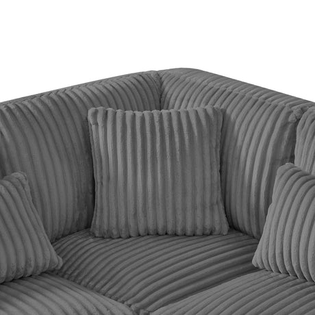 Modern Oversized U-shaped Sectional Sofa with Chaise Lounge in Dark Gray Corduroy, 129' - sold by Home Elegance USA