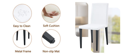 Table and chair set.Modern dining table, tempered glass countertop, and artistic MDF legs.Paried With 6 White PU dining chairs, simple and versatile, comfortable and accompanied. - sold by Home Elegance USA