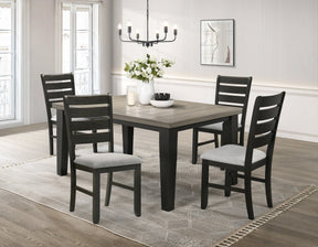 Contemporary 5pc Dining Set 18' Extendable Leaf Table Light Gray Fabric Upholstered Chairs Dark Gray Finish Wooden Solid Wood Dining Room Furniture - sold by Home Elegance USA