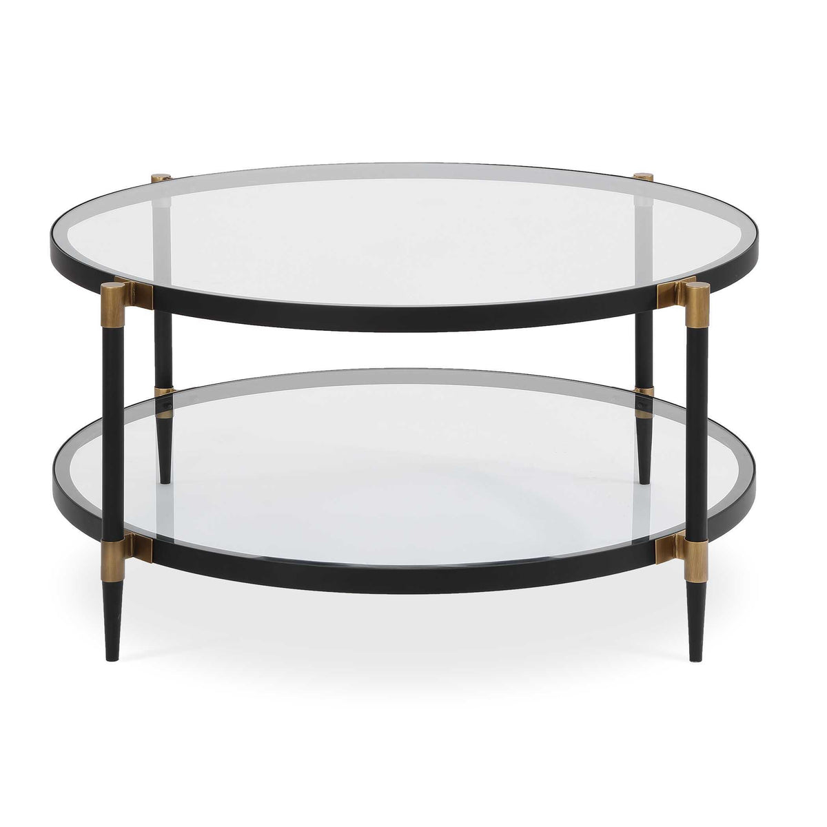 Chadid Round Glass Coffee Table - Black by Uttermost - View 1