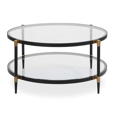 Chadid Round Glass Coffee Table - Black by Uttermost - View 1