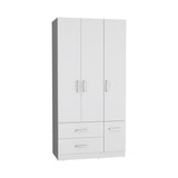 Armoire Wardrove 71', 4 Doors, Hanging Rod, 3 Cabinets, 6 Shelves, White - sold by Home Elegance USA
