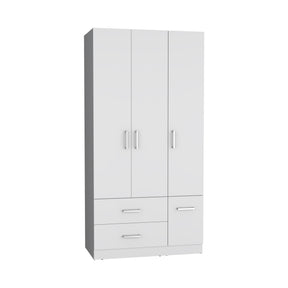 Armoire Wardrove 71', 4 Doors, Hanging Rod, 3 Cabinets, 6 Shelves, White - sold by Home Elegance USA