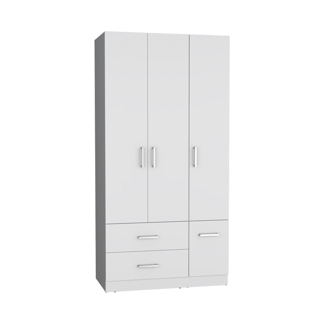Armoire Wardrove 71', 4 Doors, Hanging Rod, 3 Cabinets, 6 Shelves, White - sold by Home Elegance USA