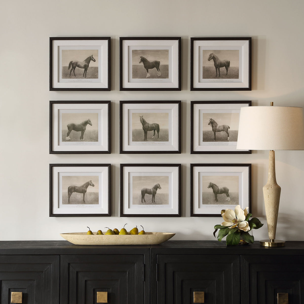 Equine Dynasty Framed Prints (Set of 9) - Gray by Uttermost - View 2