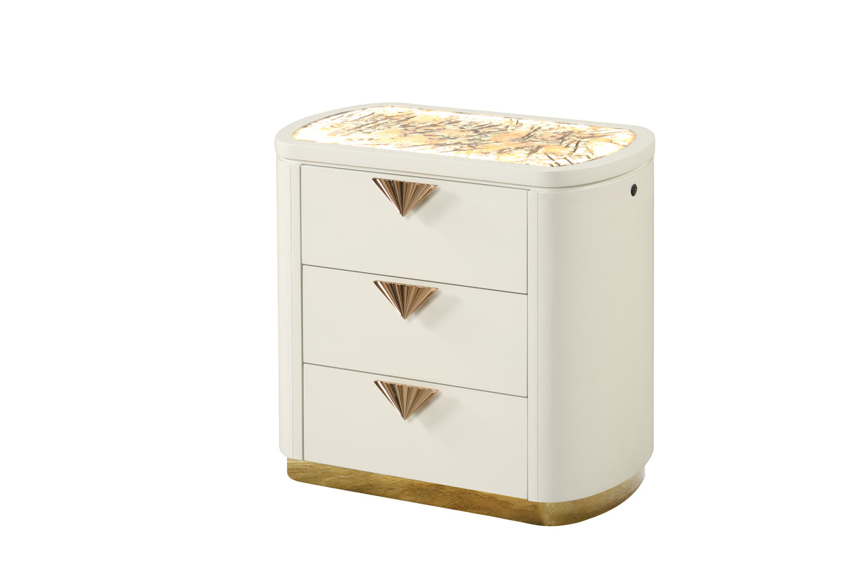 La Pierre Modern Style 3-Drawer Night stand Made with Wood and Gold Accents in Beige  same as B009P270815 (CA inventory)