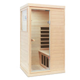 Sauna de infrarrojos lejanos Hemlock Mini para una persona con puerta izquierda, madera de cicuta natural, 92,4 x 72,1 x 158,4 cm