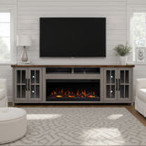 Avalon 97 inch Fireplace TV Stand Console for TVs up to 100 inches, Sandstone and Whiskey Finish