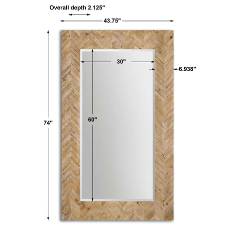 Demetria Oversized Wooden Mirror - Light Brown by Uttermost - View 3