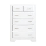 Modern White Finish Storage Chest with 6-Drawers Smooth Glides Transitional Bedroom Furniture 1pc Vertical Dresser