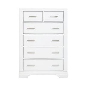 Modern White Finish Storage Chest with 6-Drawers Smooth Glides Transitional Bedroom Furniture 1pc Vertical Dresser