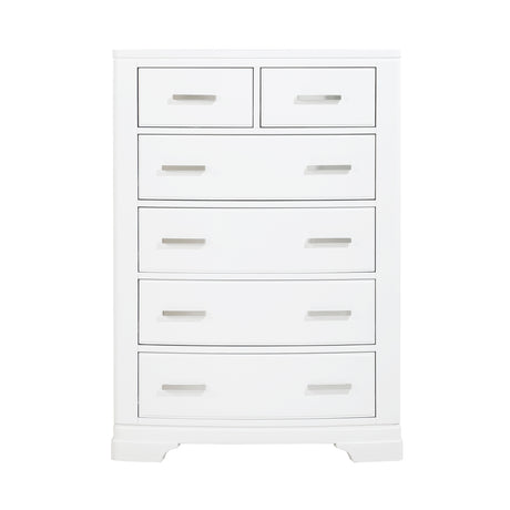 Modern White Finish Storage Chest with 6-Drawers Smooth Glides Transitional Bedroom Furniture 1pc Vertical Dresser