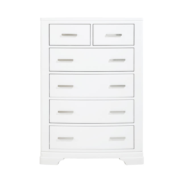 Modern White Finish Storage Chest with 6-Drawers Smooth Glides Transitional Bedroom Furniture 1pc Vertical Dresser