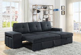 Lucas Dark Gray Linen Sleeper Sectional Sofa with Reversible Storage Chaise - Home Elegance USA