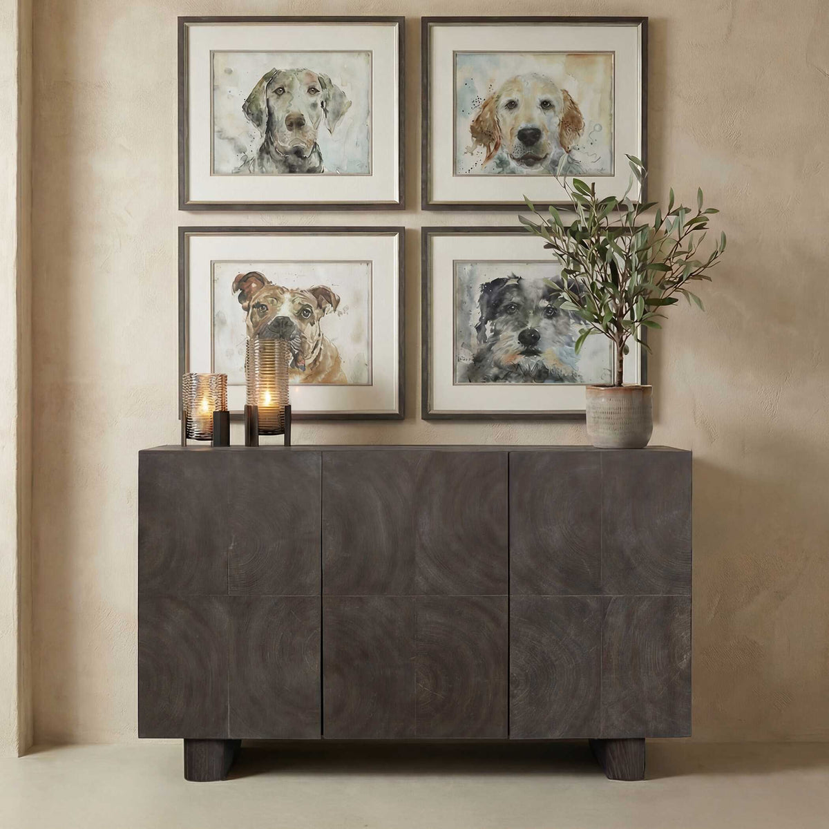 Phineas 3 Door Modern Cabinet Woodtone - Dark Brown by Uttermost - View 2