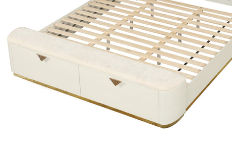 La Pierre Modern Style 4 Pc King Upholstered Bedroom Set Made with Wood and Gold Accents in Beige(CA INVENTORY) - sold by Home Elegance USA