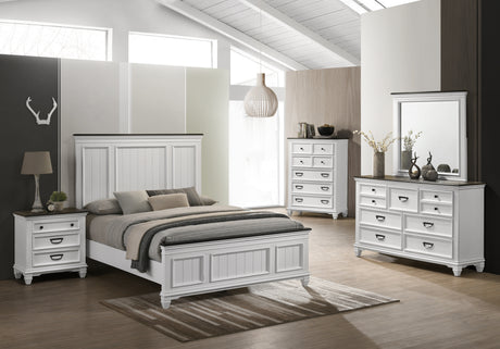 Clelane Wood Bedroom 5 piece Set with Shiplap Panel Queen Bed, Dresser, Mirror, Nightstand, and Chest - sold by Home Elegance USA