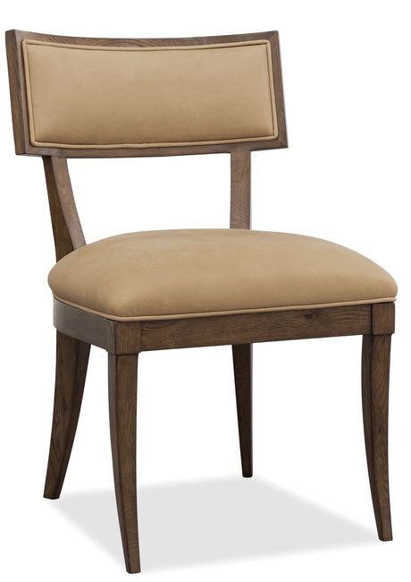 Cashiers Klismos Leather Chair (Set of 2) Chestnut / Vintage Ecru - Dark Brown / Beige by Hooker Furniture - View 1