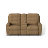 Kerrie Transitional Fabric Power Reclining Loveseat With Console | Flexsteel