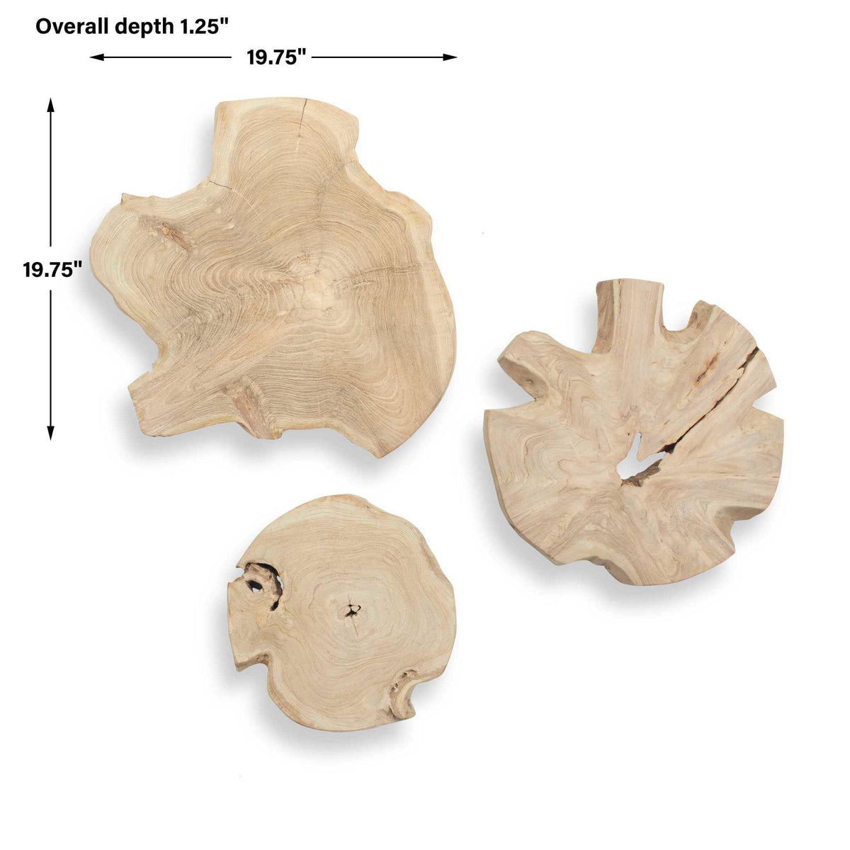 Kalani Wood Outdoor Wall Art (Set of 3) - Light Brown by Uttermost - View 5