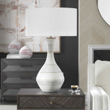 Potter Table Lamp Striped Ivory Blue - White by Uttermost - View 3