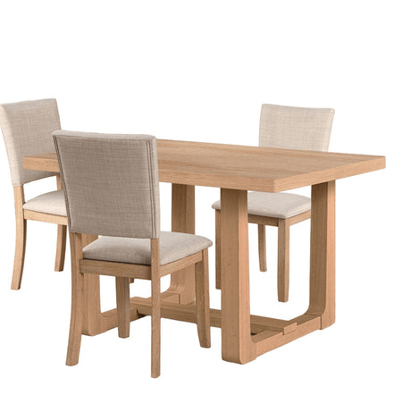 Transitional Style 5pc Dining Set Natural Finish Dining Table Trestle Base Table 4x Side Chairs Dining Room - sold by Home Elegance USA