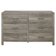 Rusticated Style Weathered Gray Finish 1pc Dresser of 6x Drawers Transitional Bedroom Wooden Furniture